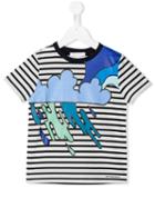 Burberry Kids Cloud Print Striped T-shirt, Size: 12 Yrs, White
