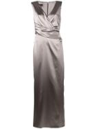 Talbot Runhof Fitted Evening Gown - Grey