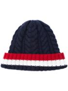 Thom Browne - Cable Knit Stripe Panel Beanie - Women - Cashmere - One Size, Blue, Cashmere