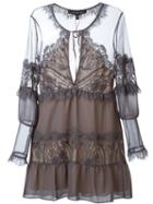 For Love And Lemons Lace Detail Dress, Women's, Size: M, Grey, Polyester/cotton/nylon/rayon