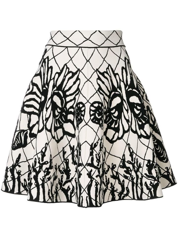 Alexander Mcqueen Abstract Print Flared Skirt - White