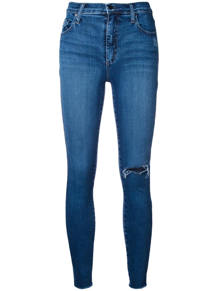 Nobody Denim - Cult Skinny Ankle Disheveled - Women - Cotton/elastodiene/polyester - 25, Blue, Cotton/elastodiene/polyester