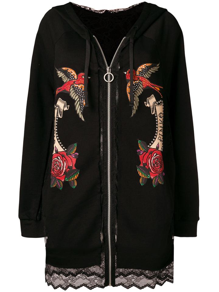 Pinko Lace Panel Hoodie - Black