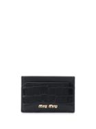 Miu Miu Crocodile-embossed Logo Cardholder - Black