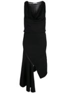 Alice+olivia Draped V-neck Midi Dress - Black