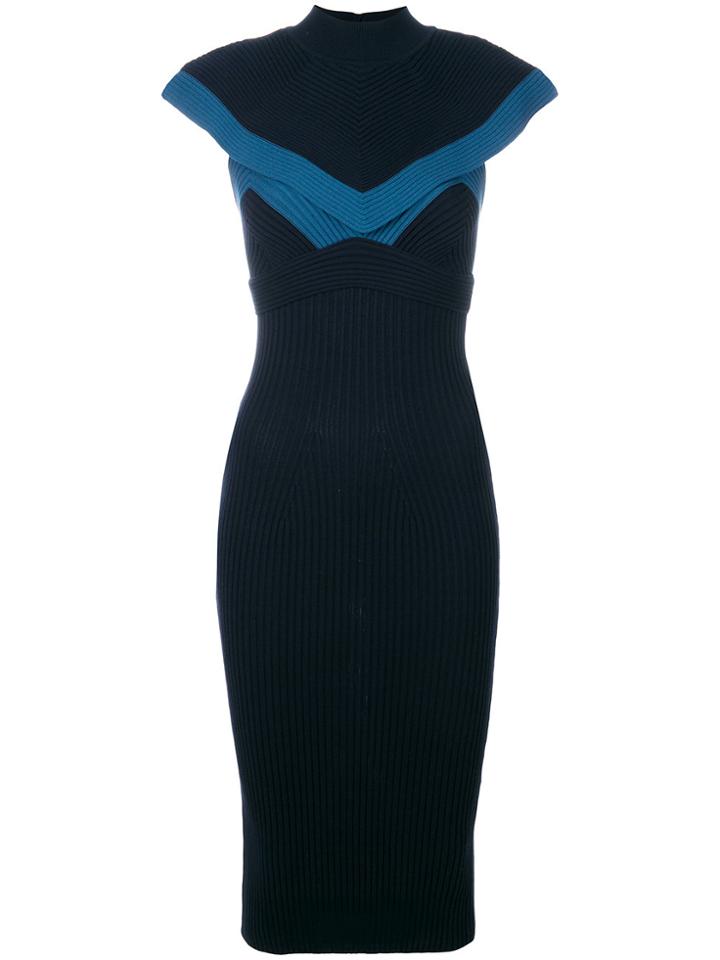 Fendi Colour-block Fitted Midi Dress - Blue