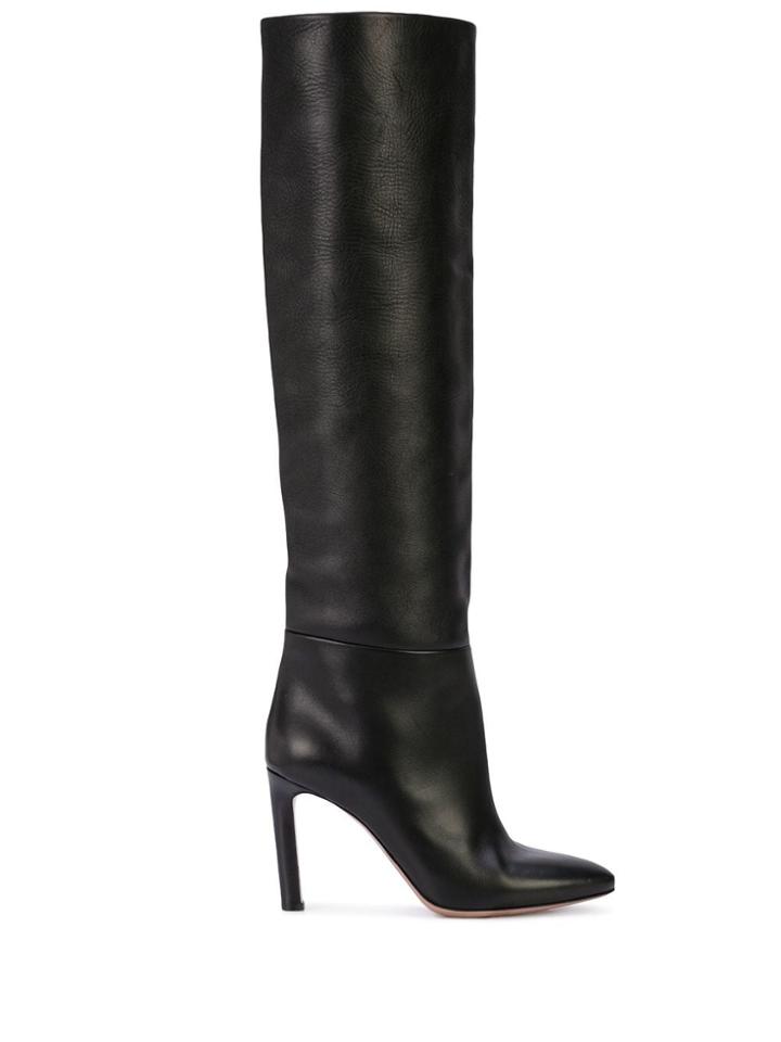 Oscar De La Renta Knee Length High Heel Boots - Black