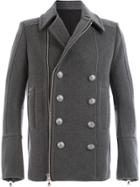 Balmain Zipped Double-breasted Coat - Grey