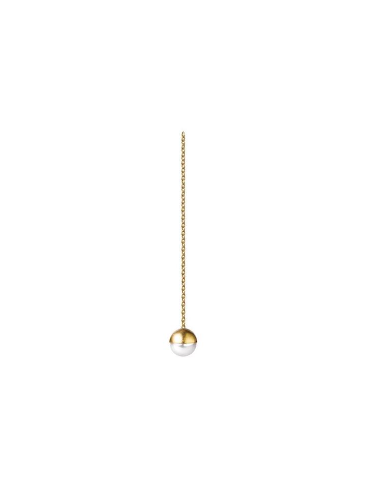 Shihara Half Pearl Chain Earring 0&deg; - Metallic