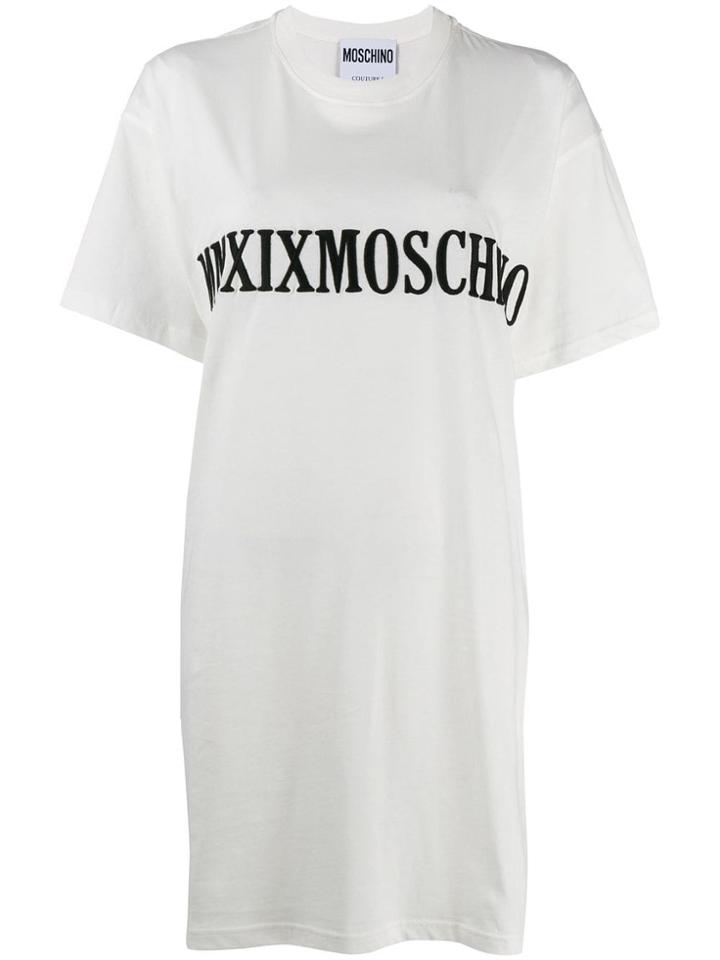 Moschino Embroidered Logo T-shirt Dress - White