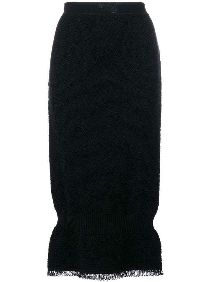 Christian Dior Pre-owned Fringed Knitted Skirt - Black