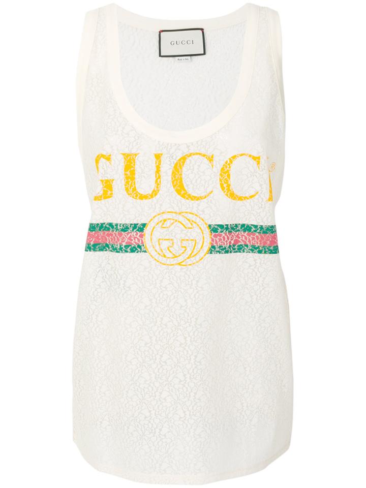 Gucci Gucci Logo Tank Top - Nude & Neutrals