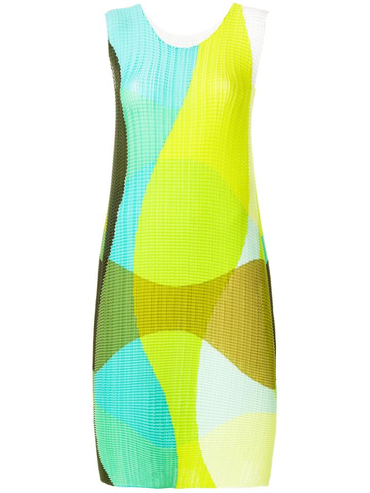 Issey Miyake Knitted Wave Pattern Dress - Green