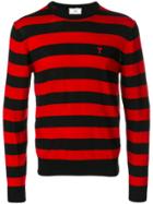 Ami Alexandre Mattiussi Striped Logo Embellished Sweater - Red
