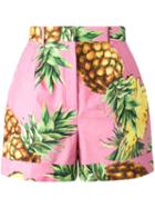Dolce & Gabbana Pineapple Print Shorts, Women's, Size: 42, Pink/purple, Cotton