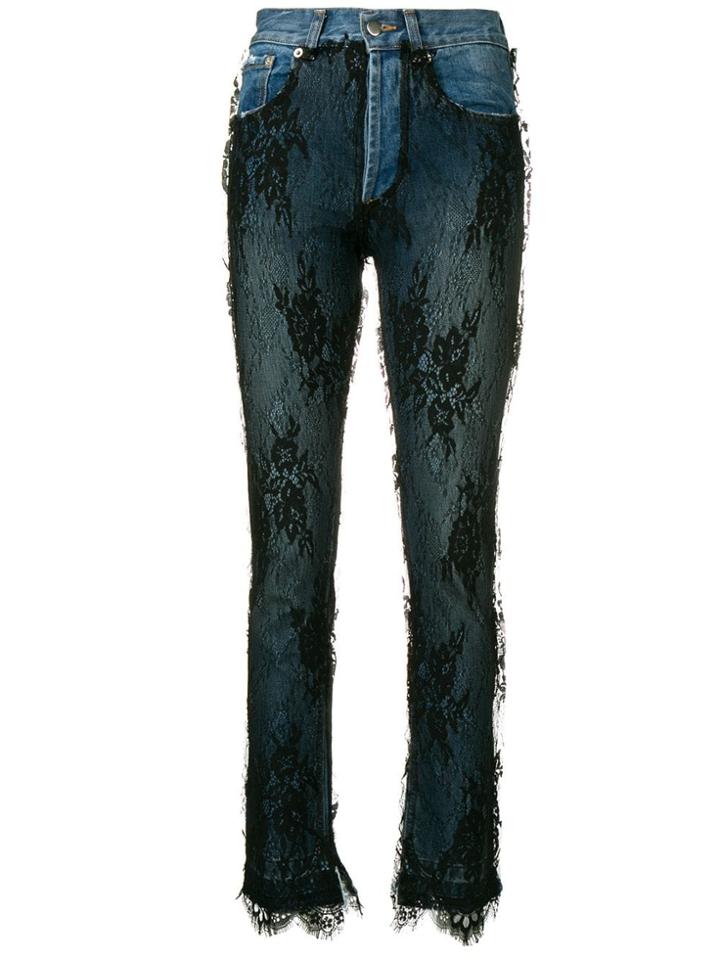 Almaz Lace Overlay Skinny Jeans - Blue