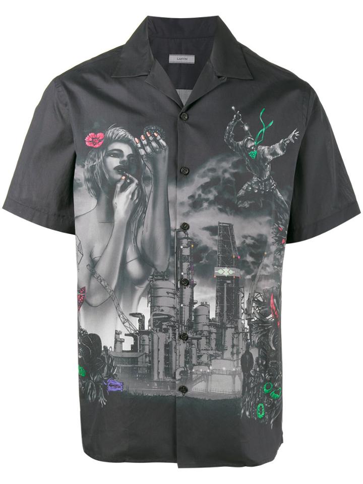 Lanvin Printed Bowling Shirt - Black