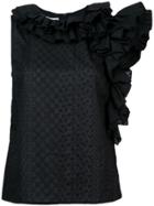 Co Ruffled Embroidered Blouse - Black