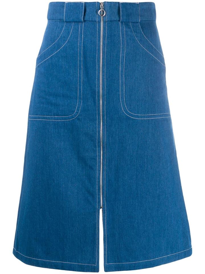A.p.c. Zip-through Denim Skirt - Blue