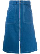 A.p.c. Zip-through Denim Skirt - Blue