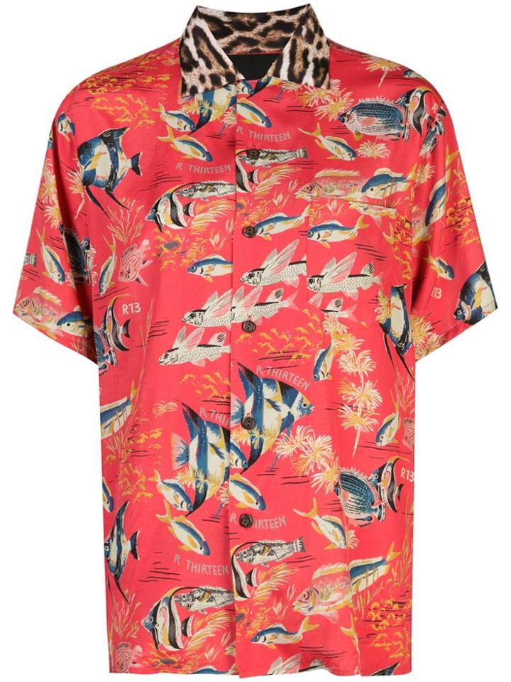 R13 Fish Printed Shirt - Red