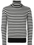 Moncler Striped Roll Neck Sweater, Men's, Size: Xl, Black, Virgin Wool