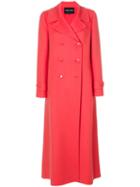 Giorgio Armani - Double-breasted Long Coat - Women - Silk/cashmere/wool - 40, Pink/purple, Silk/cashmere/wool