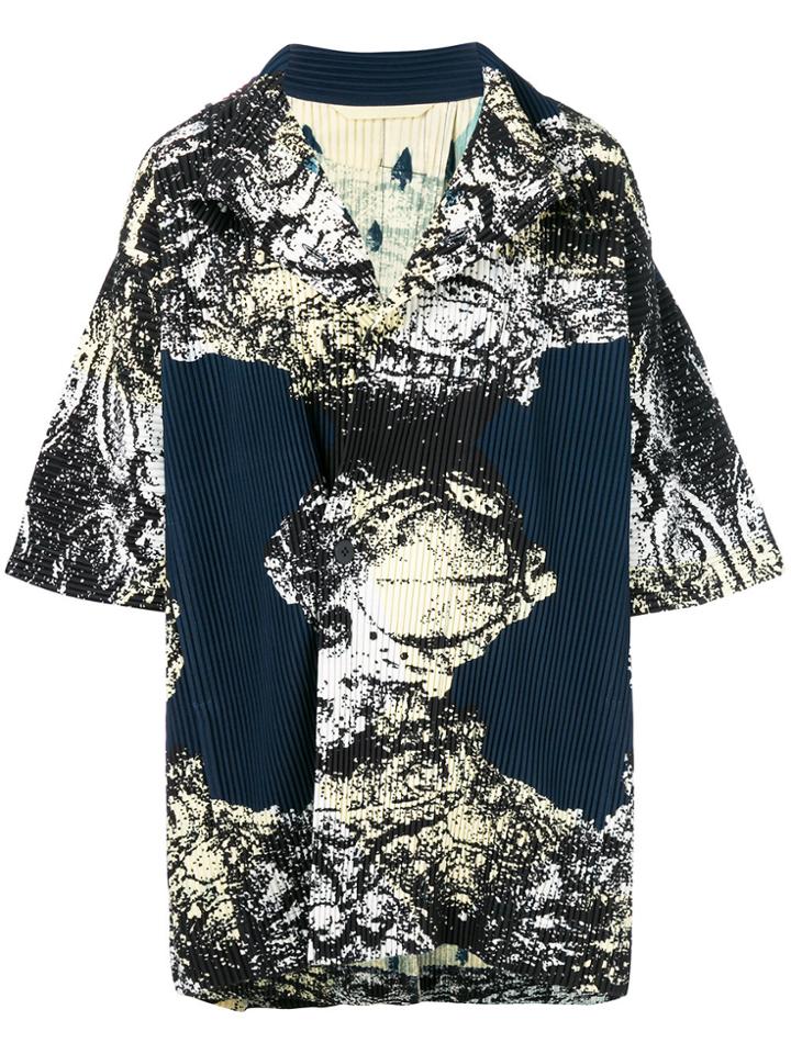 Homme Plissé Issey Miyake Pleated Short-sleeve Coat - Blue