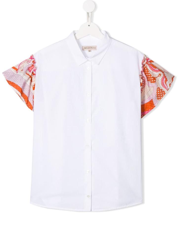 Emilio Pucci Junior Teen Contrast Sleeve Shirt - White