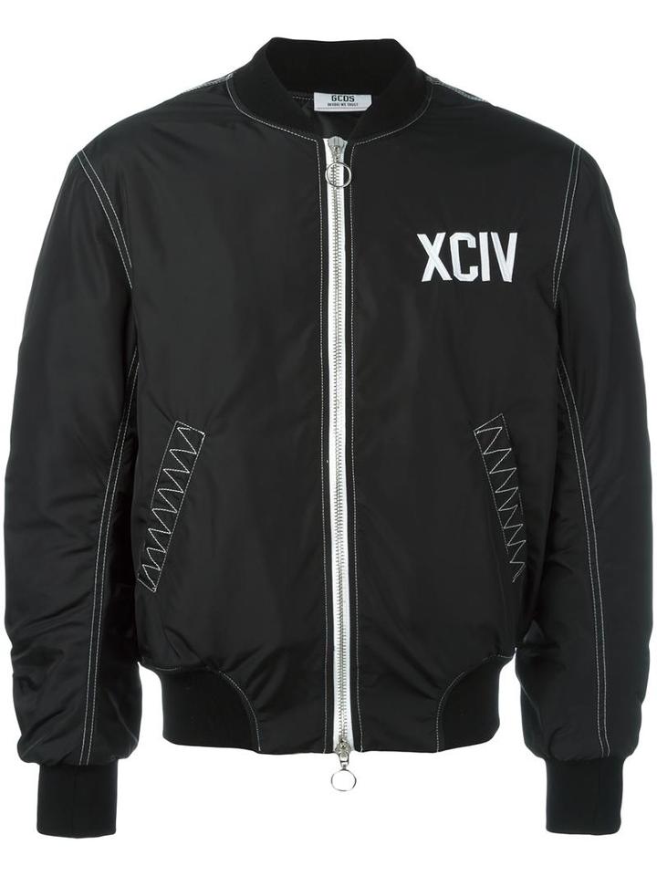 Gcds Padded Bomber Jacket, Men's, Size: Large, Black, Polyamide/polyester