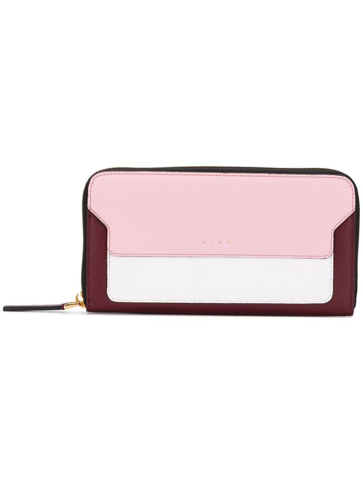 Marni Saffiano Zip Around Wallet - Red