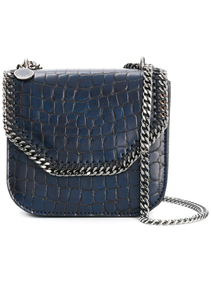 Stella Mccartney Crocodile-embossed Falabella Box Shoulder Bag - Blue