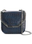 Stella Mccartney Crocodile-embossed Falabella Box Shoulder Bag - Blue