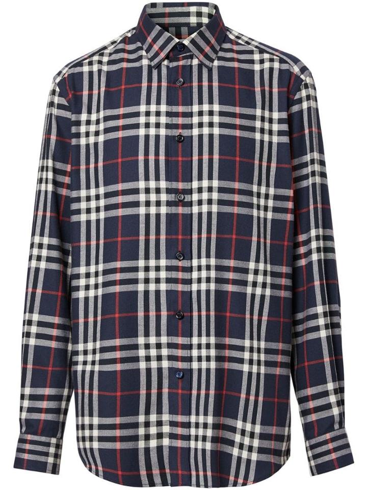 Burberry Vintage Check Cotton Flannel Shirt - Blue
