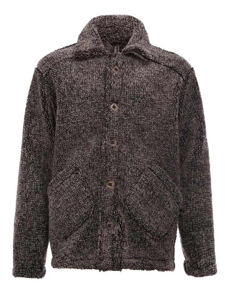 Giorgio Brato Soft Buttoned Jacket, Men's, Size: 52, Black, Sheep Skin/shearling