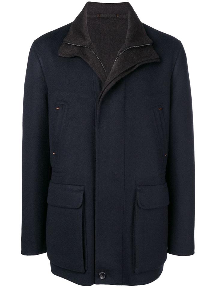 Ermenegildo Zegna Cashmere Single Breasted Coat - Blue