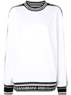 Dolce & Gabbana Logo Stripe Long-sleeve Sweater - White