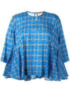 Peter Jensen Flared Dog Print Blouse, Women's, Size: Small, Blue, Cotton