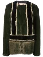 Marni Colour Block Fur Jacket, Women's, Size: 46, Green, Mink Fur/viscose/racoon Fur