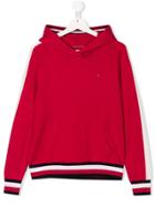 Tommy Hilfiger Junior Teen Striped Trim Hoodie - Red