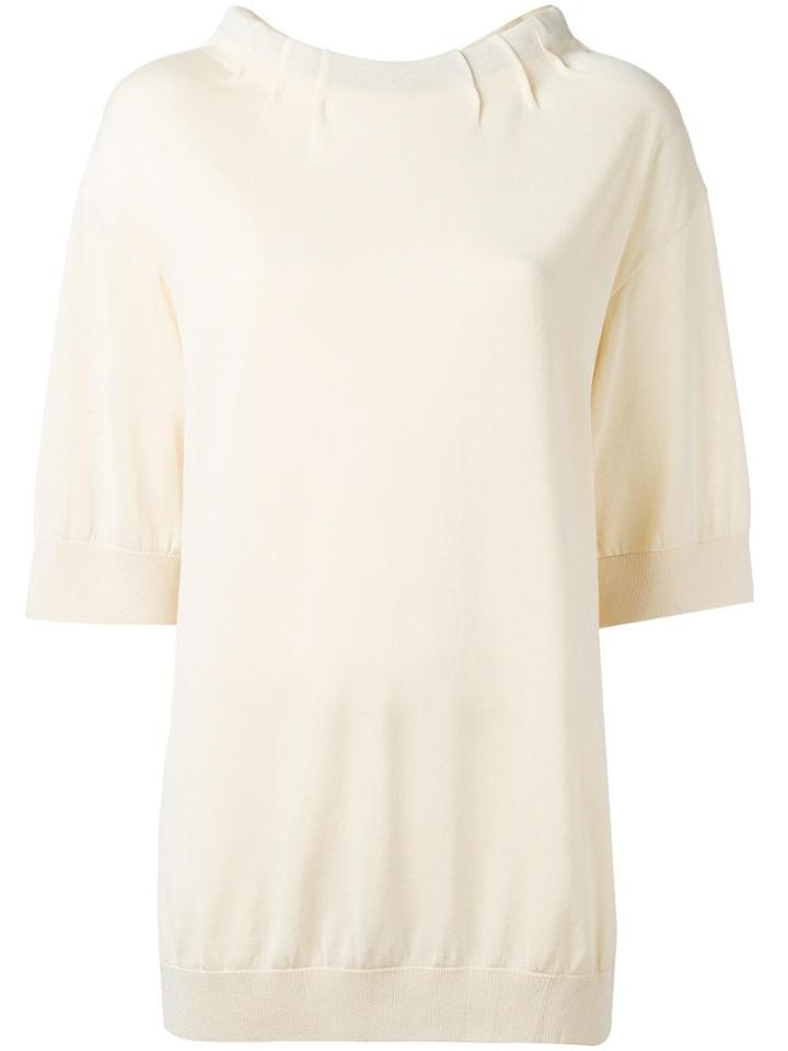 Marni Drawstring Collar Blouse - Nude & Neutrals