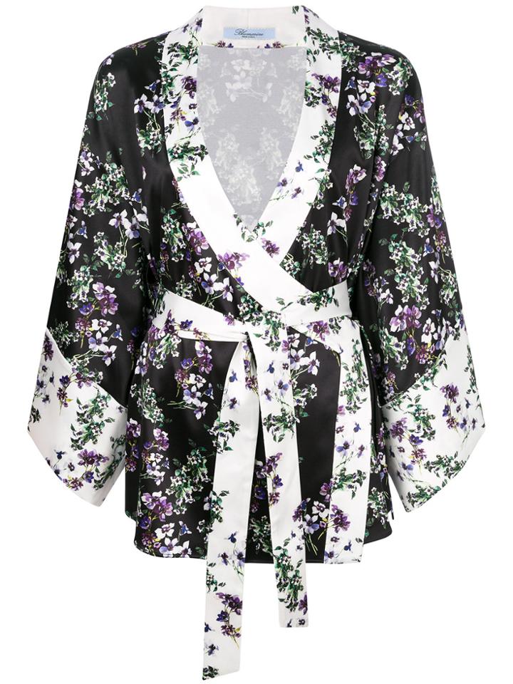 Blumarine Floral Wrap Kimono - Black