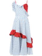 Anna October - Panelled Polka Dot Dress - Women - Cotton - Xs, Blue, Cotton