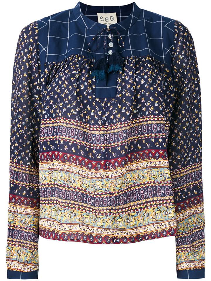 Sea Patterned Blouse - Blue