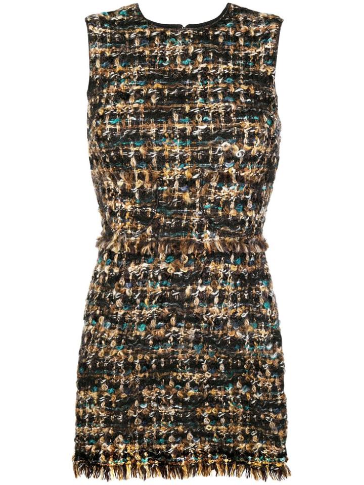Dolce & Gabbana Vintage Tweed Sleevless Dress - Brown
