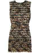 Dolce & Gabbana Vintage Tweed Sleevless Dress - Brown
