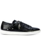 Saint Laurent Beaded Lightning Heart Patch Sneakers - Black