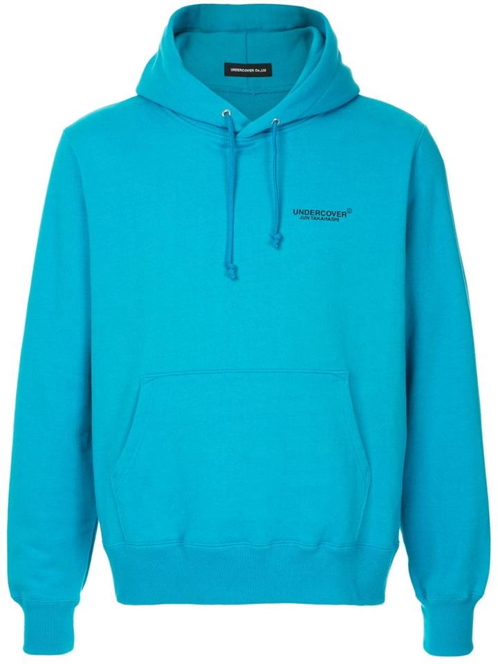 Undercover Logo Print Hoodie - Blue