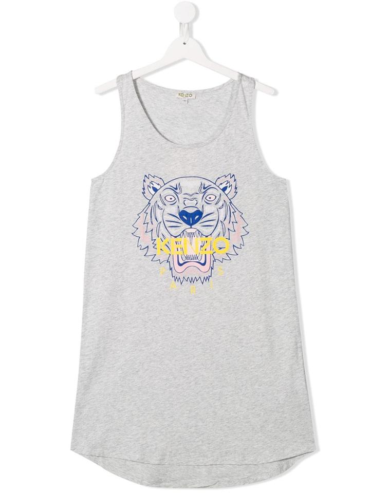 Kenzo Kids Teen Tiger Print Jersey Dress - Grey