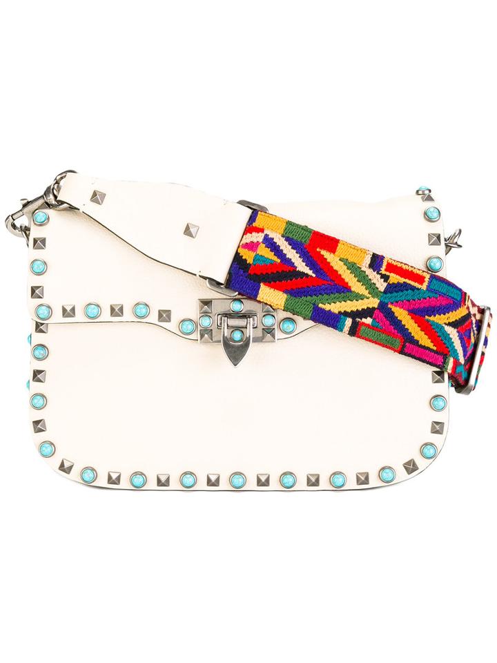 Valentino Valentino Garavani Rockstud Shoulder Bag, Women's, White, Calf Leather